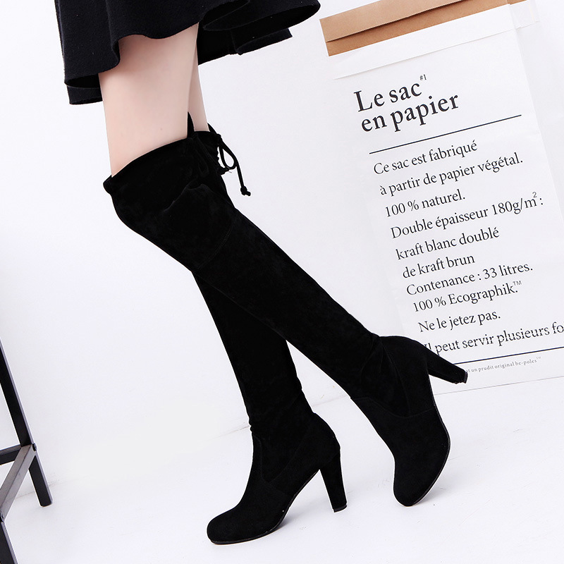 No Show Sock Women - Damskie kozaki za kolano ze stretchem,
