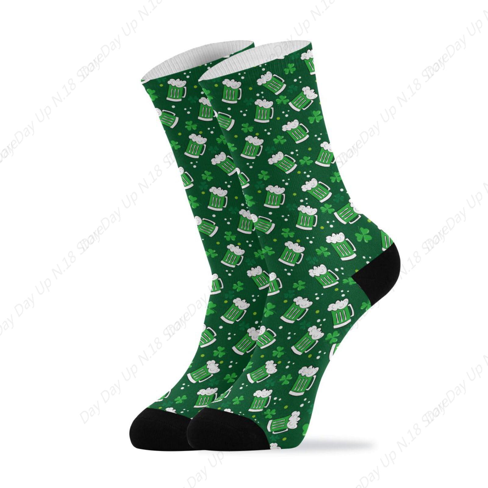 Cotton Crew Sock Pack - Zielony liść koniczyny piwo dzień św.