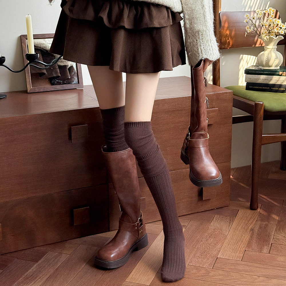 Boot Sock Slouchy - Ciepłe, bardzo długie podkolanówki damskie na