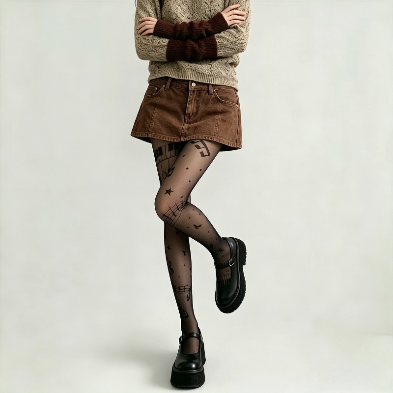 Rajstopy z nadrukiem nut muzyc – Tights Pantyhose Sheer recenzja i cena