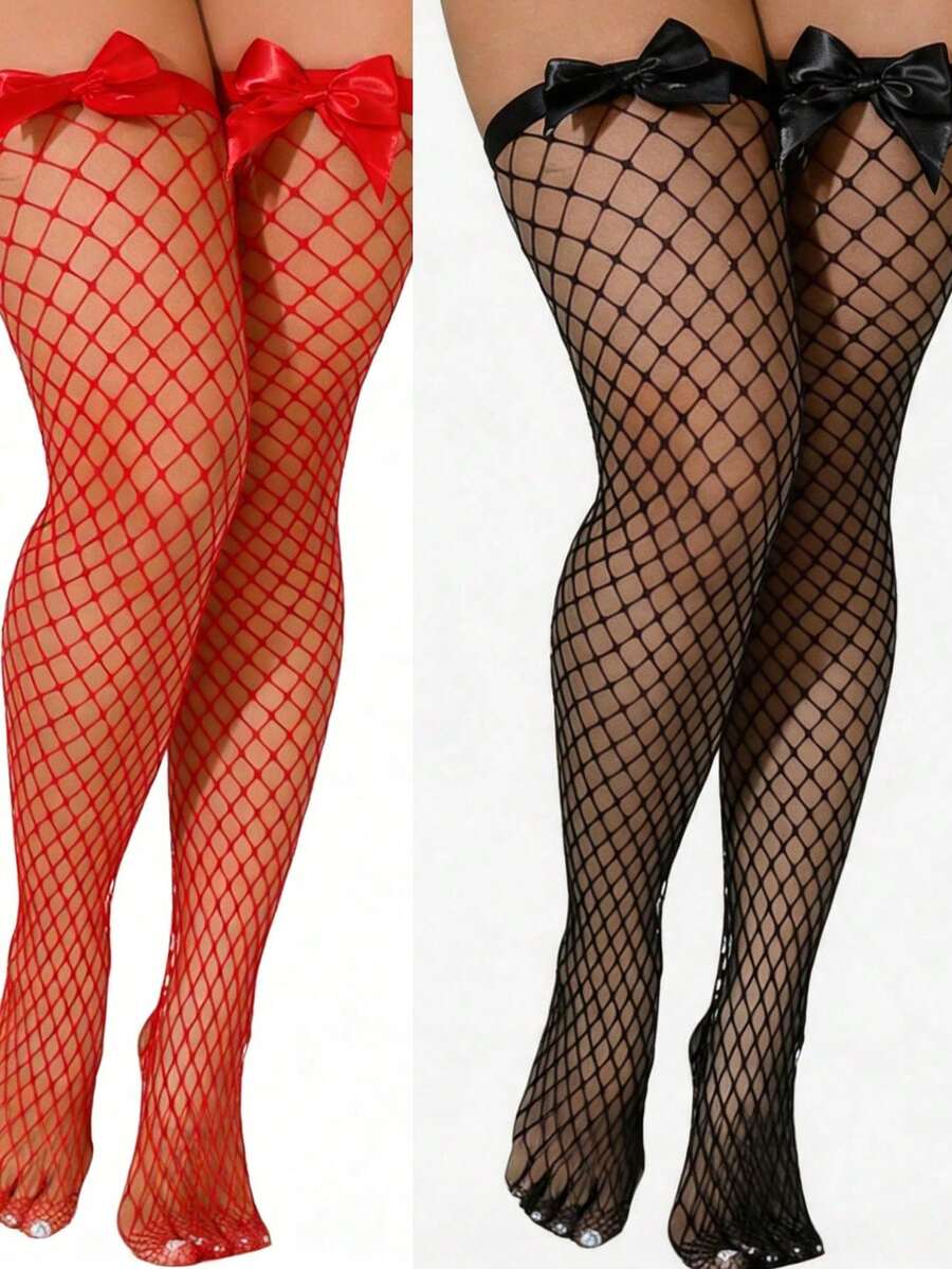 Pończochy kabaretki z kokardką – Fishnet Stocking Women recenzja i cena